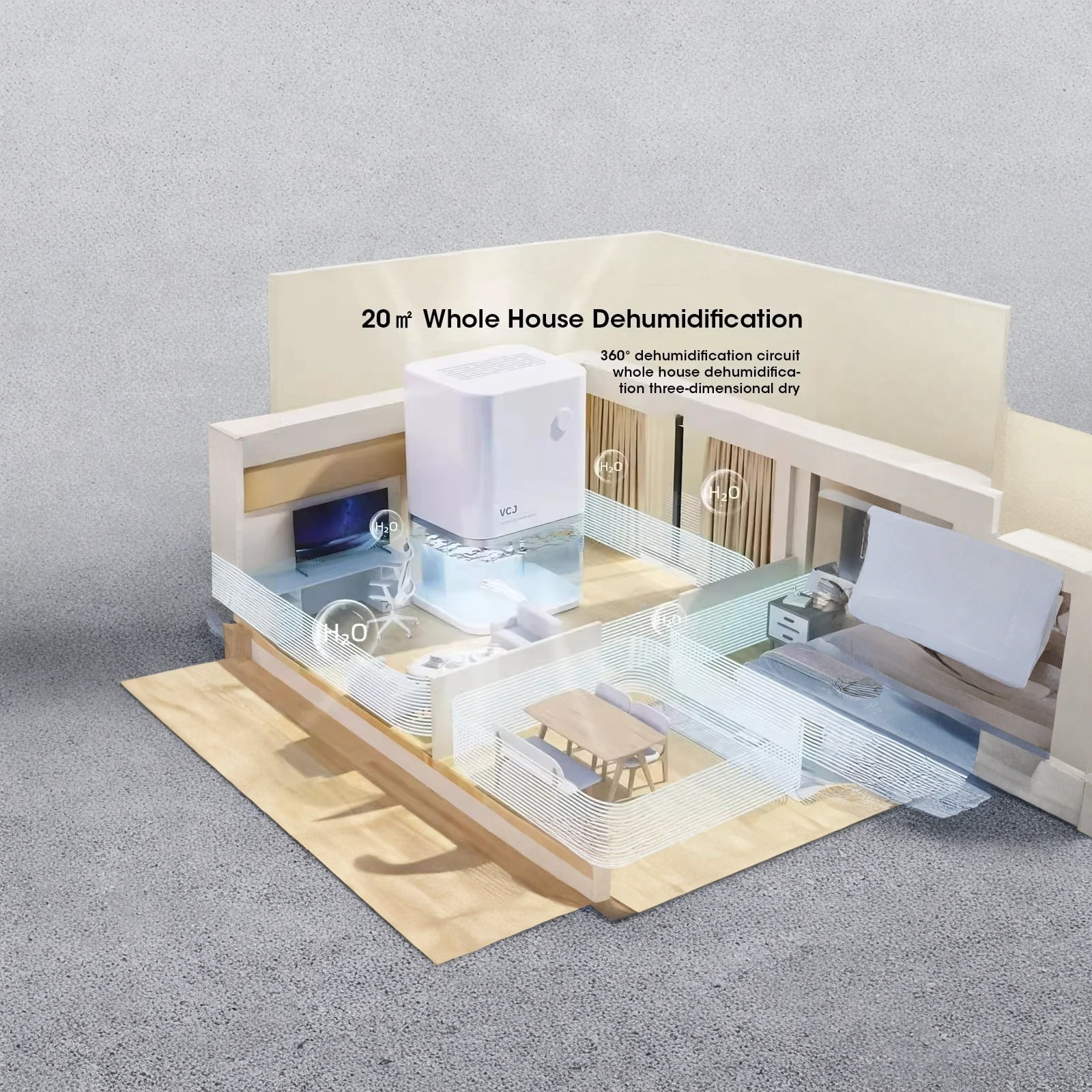 Small Dehumidifier for Home Bathroom Portable Moisture Absorber Quiet Operation for Office and Closet Compact Size