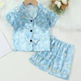thumbnail image 2 of Tranfacy Girls 12M-8Y Summer Floral Print Imitation Silk Short Sleeve Shorts Home Sleepwear Casual Round Neck Outfits, 2 of 5