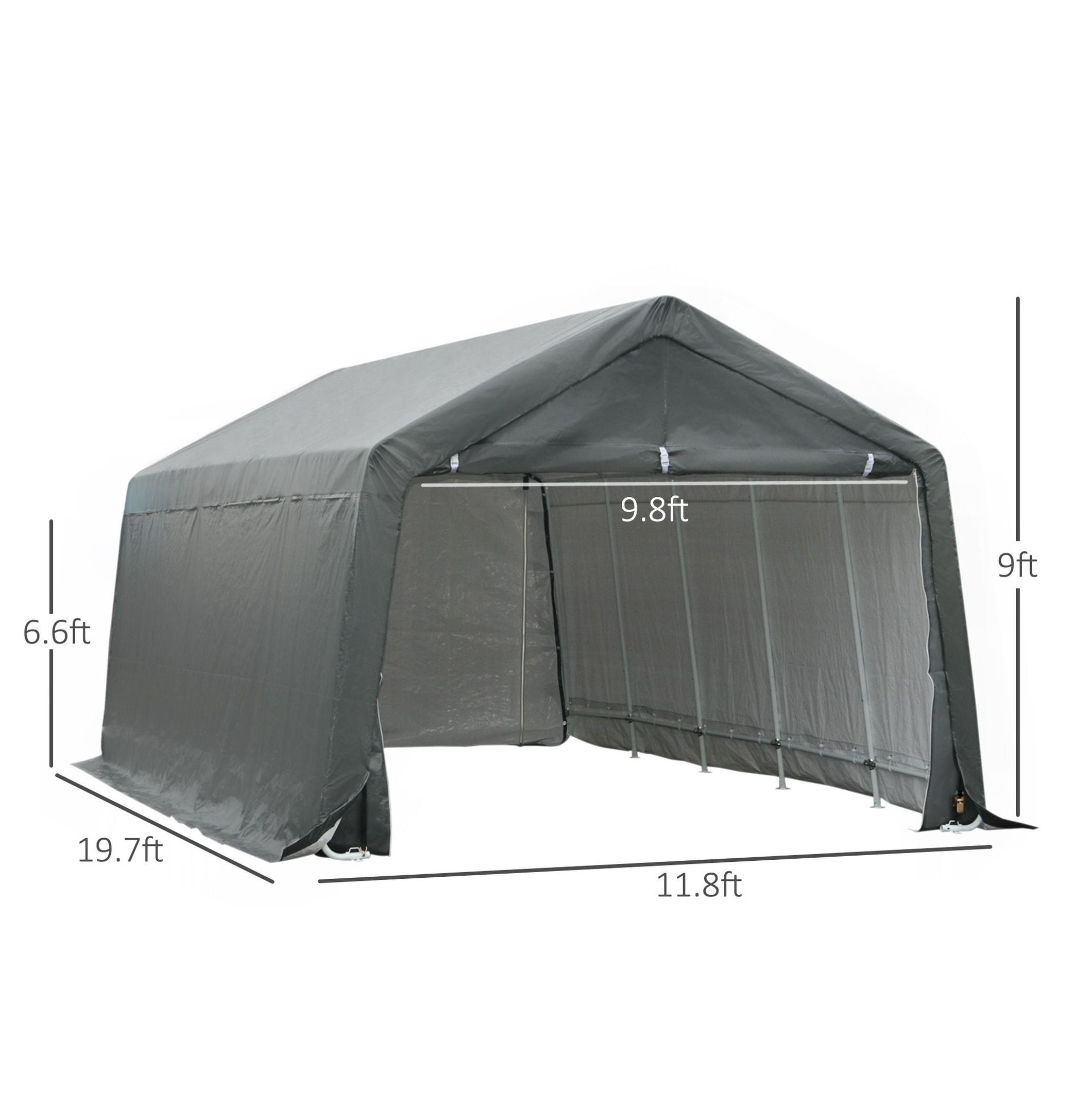 12x20 Carport Canopy - Heavy Duty Waterproof Shelter for Vehicles - Portable Car Cover with Steel Frame & UV Protection - Gray