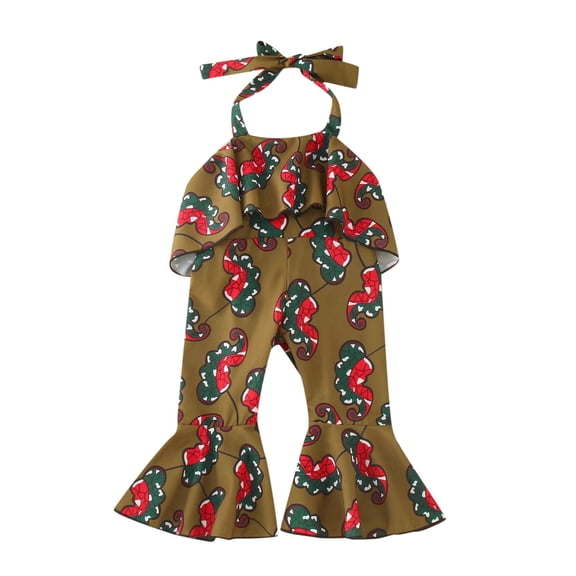KVPLBQFD Girls Sweat Suits Size 14-16 Overall Toddler Girls African Traditional Style Sleeveless Ruffles Romper Kids Ankara Backless Suspenders Boy Clothes 4t