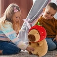 thumbnail image 4 of Peluche Ditucu Cute Capibara con sombrero de fresa de 43 cm, color marrón, 4 of 7