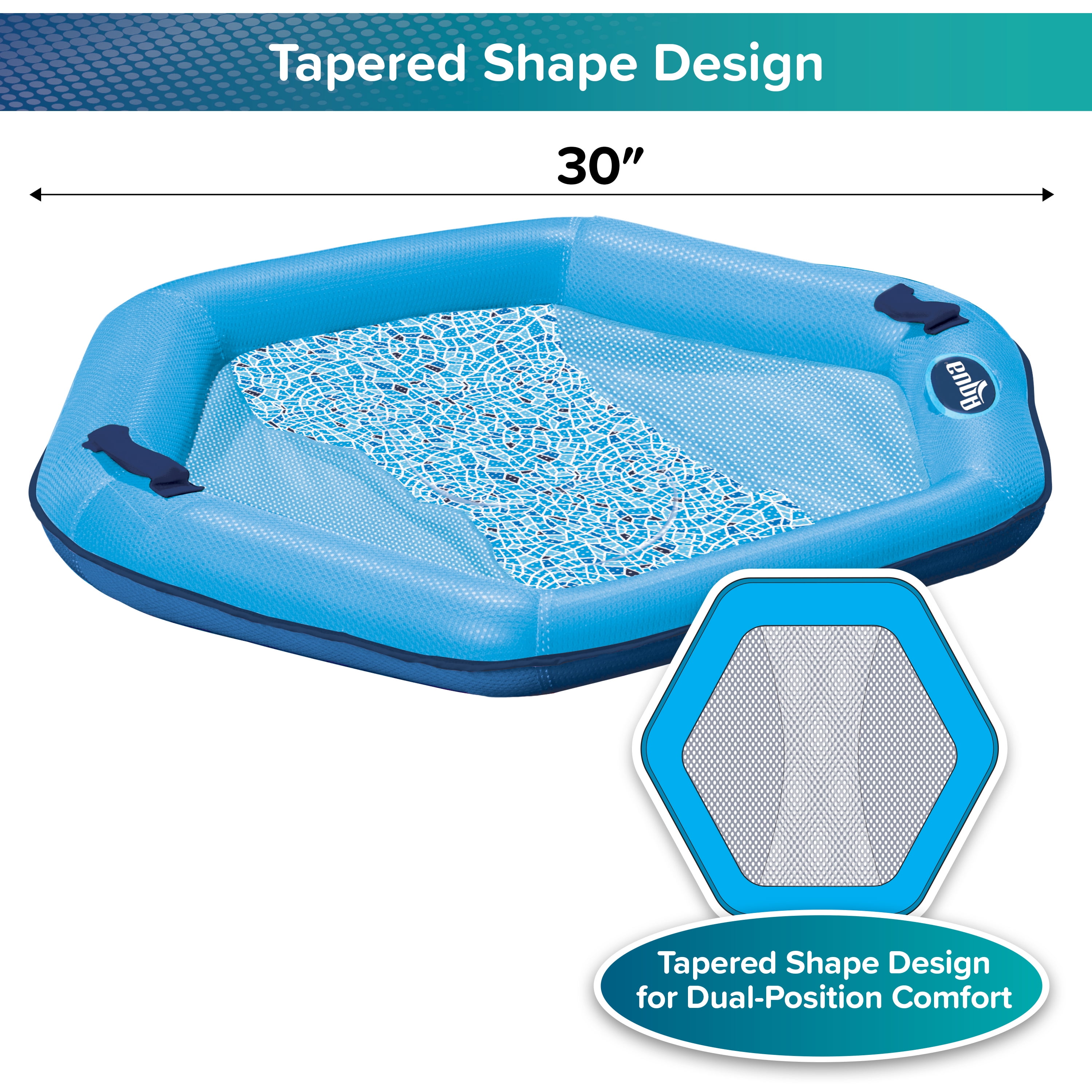 (2 pack) Aqua-Leisure Hex Lounge Chair Pool Float for Adults, Blue, Weight Capacity 250 lbs.