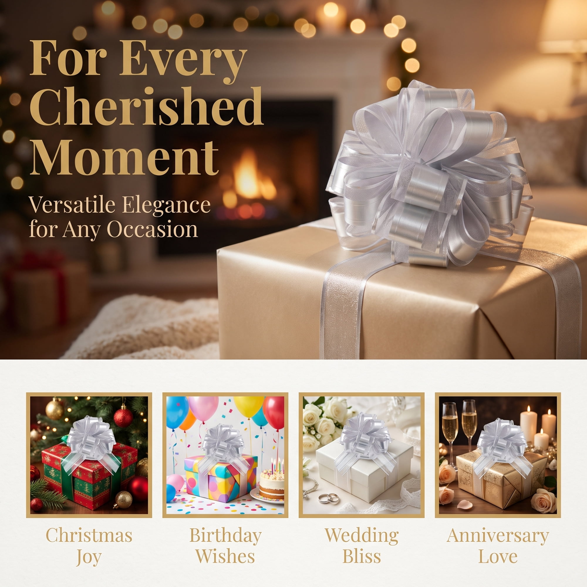 Unique Bargains Elegant Multi-Layered Star Bows for Gift Wrapping and Decoration Silver