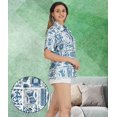thumbnail image 4 of HAPPY BAY Button Down Shirt for Women Summer Beach Party Blouse Shirt V Neck Blouses Button up Short Sleeve Vacation Dress Hawaiian Shirts for Women S Fish Collage, Blue, 4 of 4