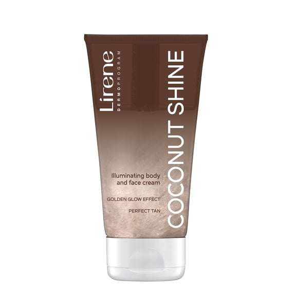 Lirene Coconut Shine Illuminating Body & Face Cream, Instant Golden Glow – 150ml