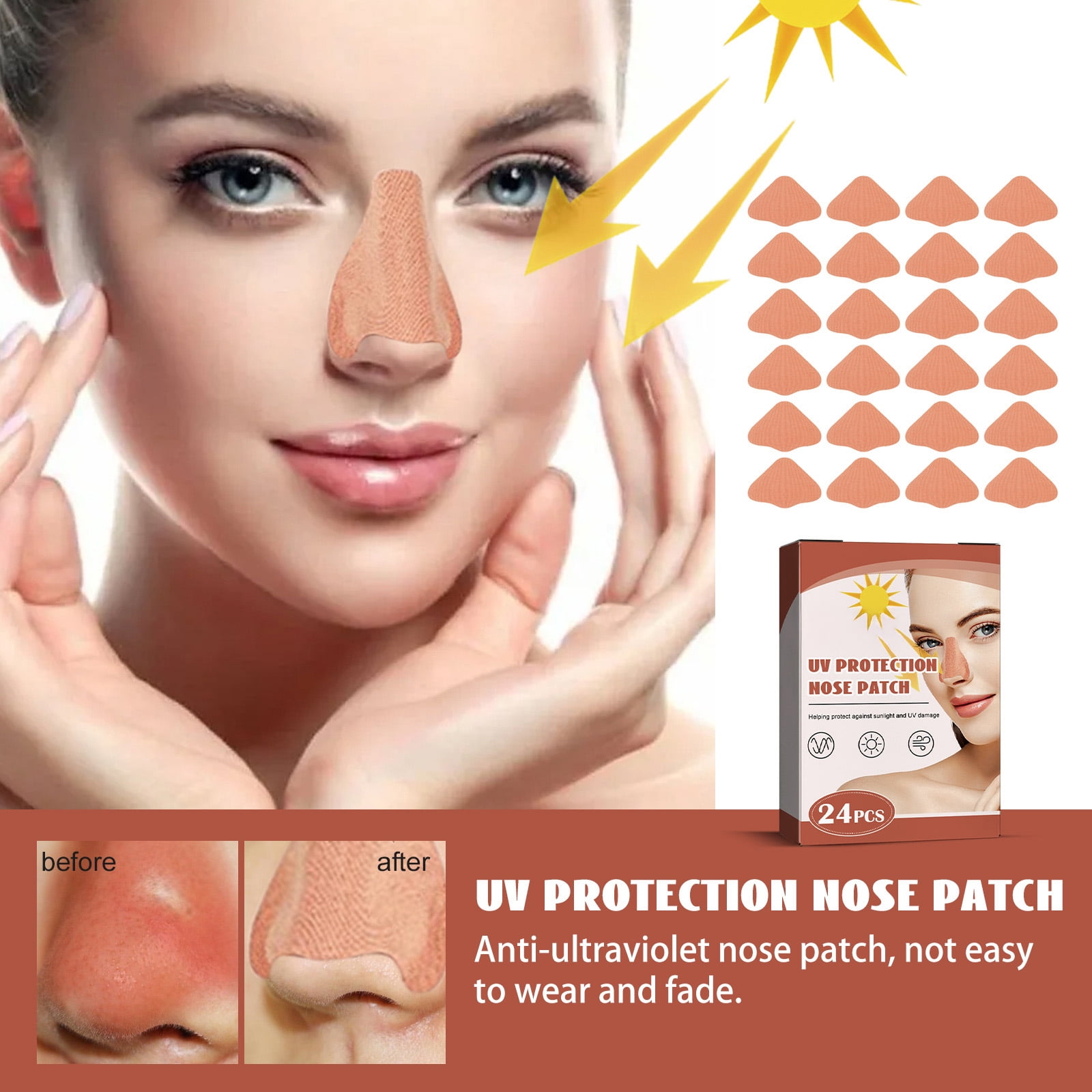 Alvantor Sun Protection Nose Patches, Breathable UV Strips for Outdoor Sports Hiking Running Cycling Fishing Summer, 24pcs