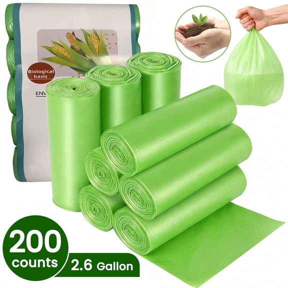 Ustris Compostable Trash Bags, 2.6 Gallon Small Disposable Compost Bags 100 Count Garbage Bags Made from PSM Starch-Based, Biodegradable Garbage Bags for Kitchen Bathroom Bedroom Office Trash Can
