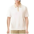 thumbnail image 2 of pstuiky Camisas casuales de manga corta para hombre, Camisa de manga corta con cuello vuelto y cremallera informal de color liso para hombre camisas casuales para hombre l, 2 of 7