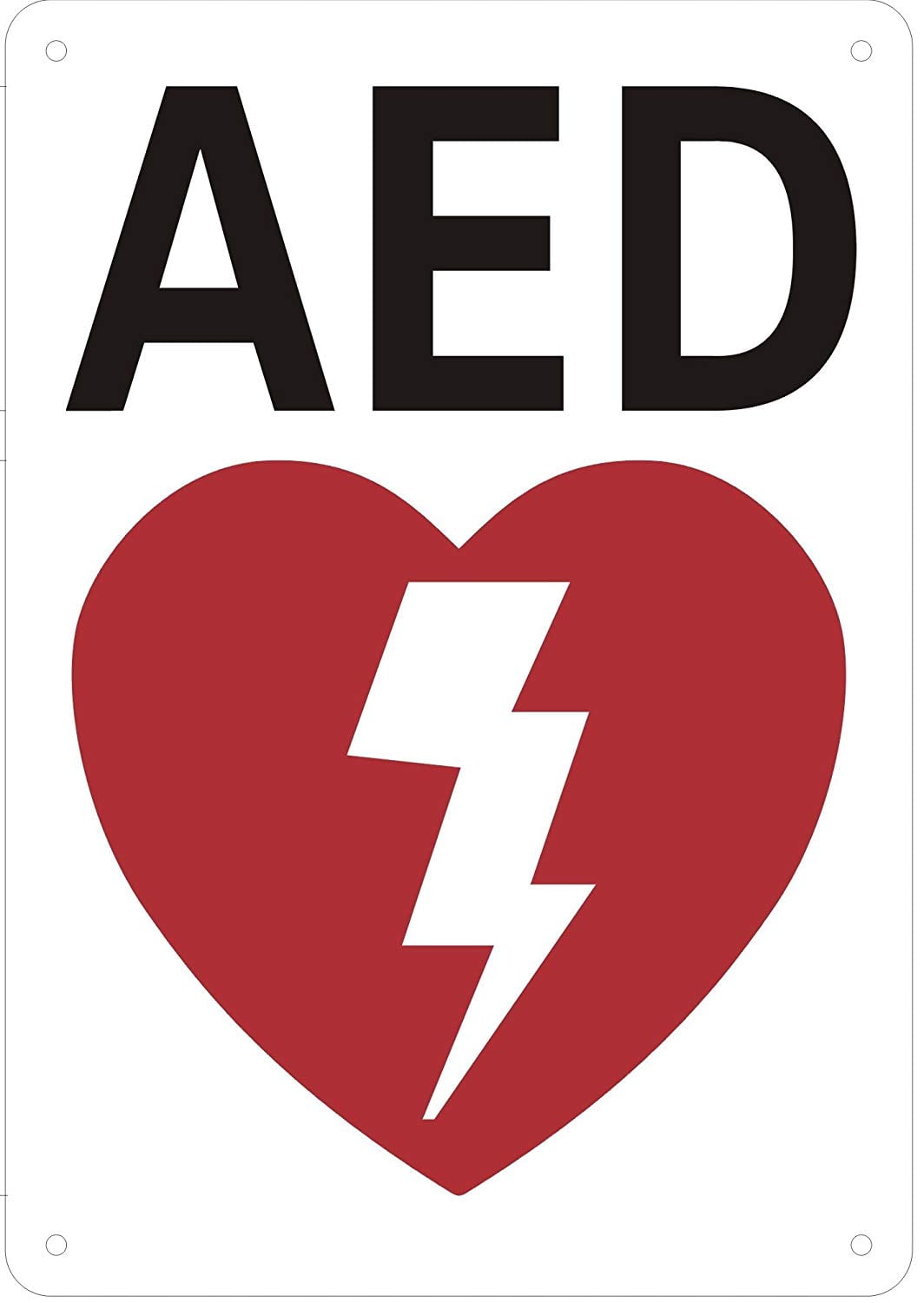 AED Sign (White Background, Aluminium 7X10) - Walmart.com