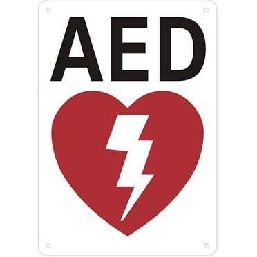 AED Sign (White Background, Aluminium 7X10)