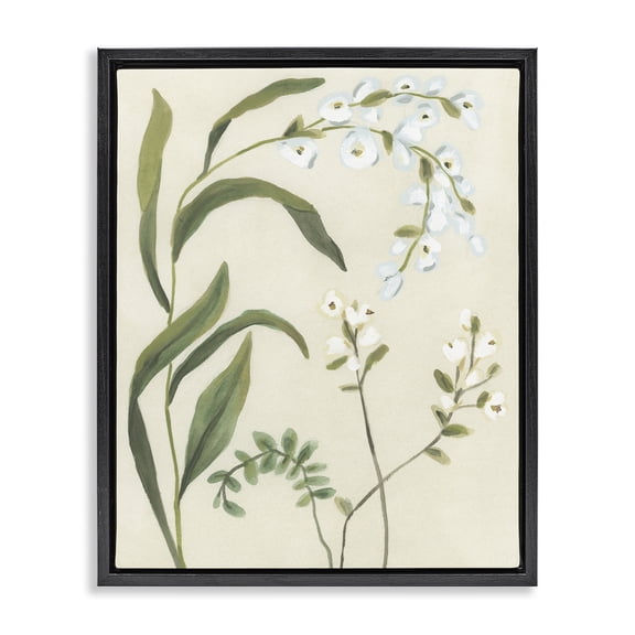 Stupell Industries Rustic Lodge Soft Snowdrop Stems Black Floating Frame Canvas Art, 17 x 21, by June Erica Vess