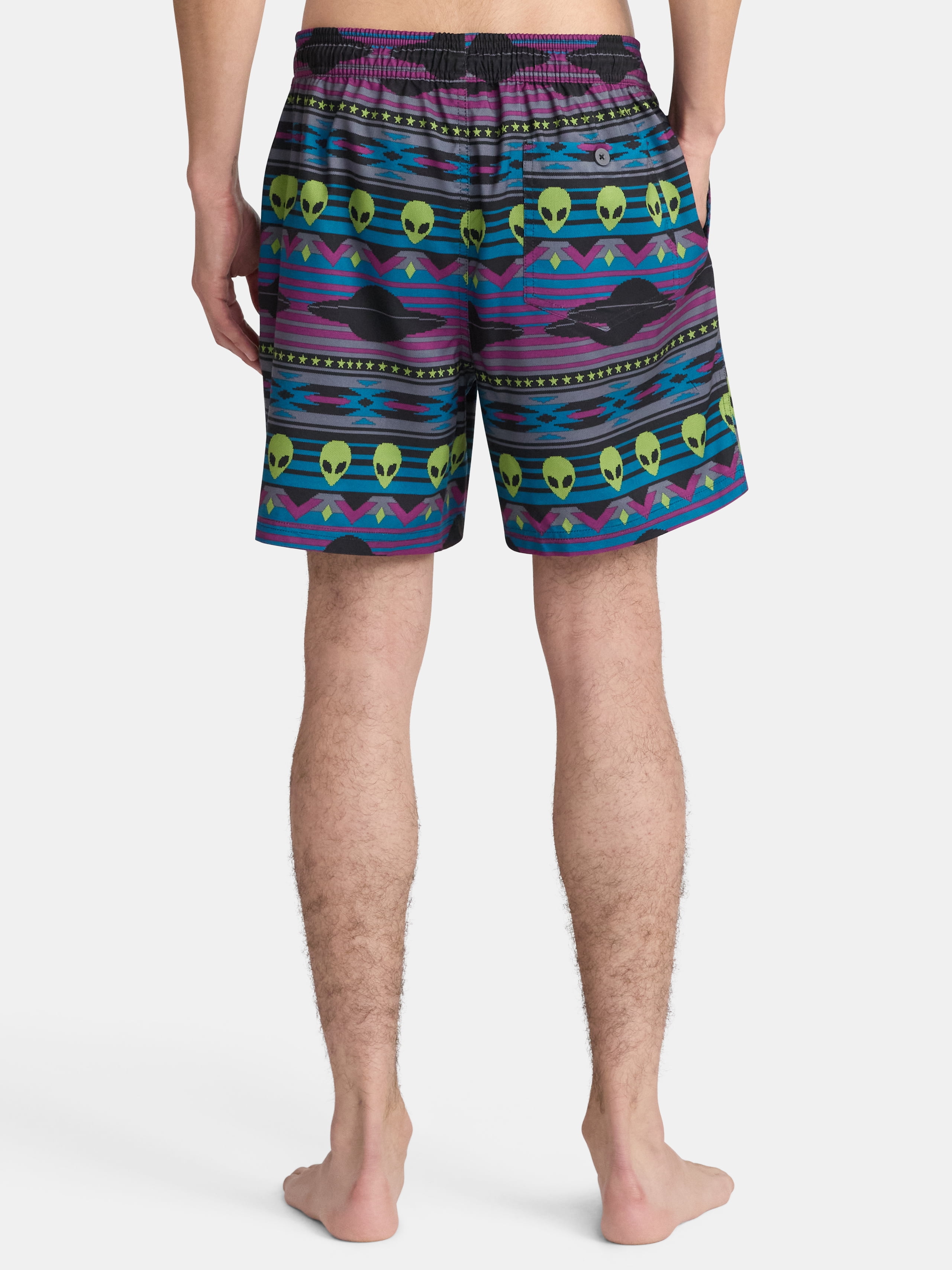 No Boundaries Elastic Waist Swim Shorts, 6" Inseam, Men's & Big Men's