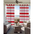 thumbnail image 4 of Red Pink Striped Blackout Curtains, Light Blocking Print Window Curtains, Farmhouse Stripes Simple Art Thermal Insulated Window Drapes for Living Room Kitchen Cafe 2 Panels, 84"W x 84"L, 4 of 9