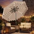 thumbnail image 2 of Gymax 9 FT Outdoor Patio Umbrella w/32 Solar LED Lights & Weighted Base Sandbags Brown, 2 of 10