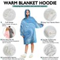 thumbnail image 5 of Blue White Tie Dye Swirl Pattern Wearable Oversized Blanket,Wearable Blanket Hoodie for Adults,Cozy Hooded Blankets with Super Pockets,Super Warm Fuzzy Pullover for Women & Men, 5 of 6