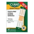 thumbnail image 2 of Curad Germ Shield Touch-Free Adhesive Bandage, Plastic Bandage with Easy Application Wrapper.75" x 3", 30 Count, 2 of 6