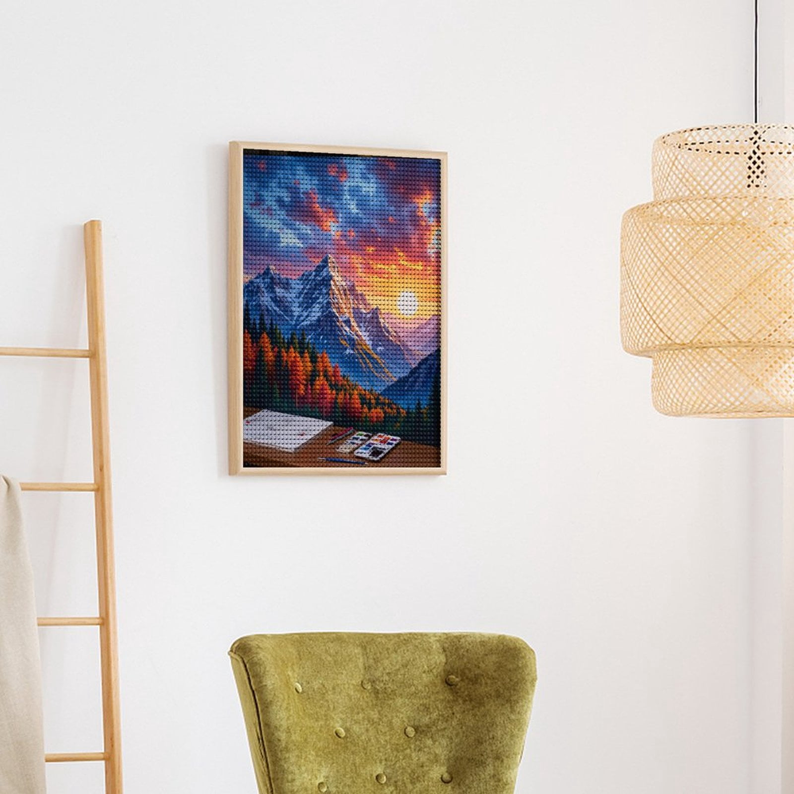 Diamond Art Kits for Adults - Mountain Sunset Art Canvas Painting 5d Diamond Painting for Adults, Diamond Art for Adults Beginners, Frameless Diamond Painting Kits for Adults for Home Wall Decor