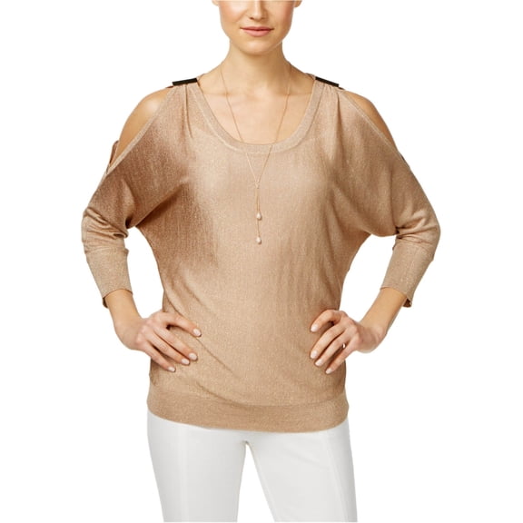 I.N.C Womens Embellished Knit Sweater, Metallic, X-Small