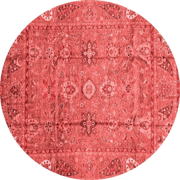 Ahgly Company Indoor Round Abstract Red Modern Area Rugs, 6' Round