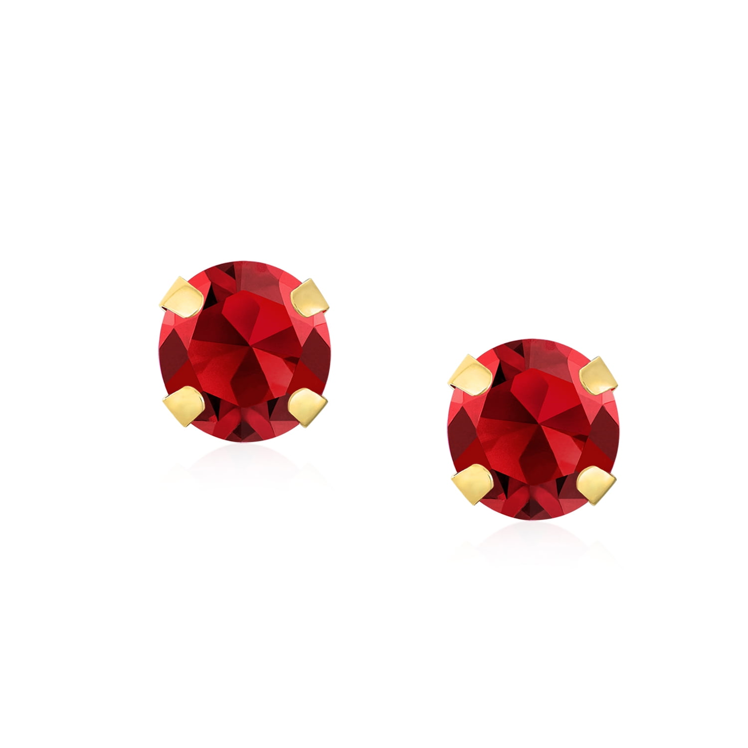 14K Yellow Gold Oval 6mm x 4mm Garnet January Stone Post Earrings