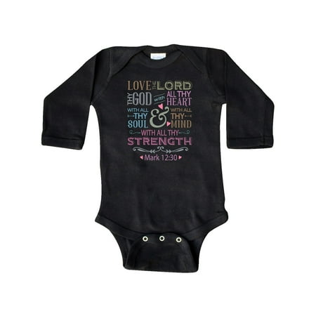 

Inktastic Love The Lord Heart Mind Strength Gift Baby Girl Long Sleeve Bodysuit
