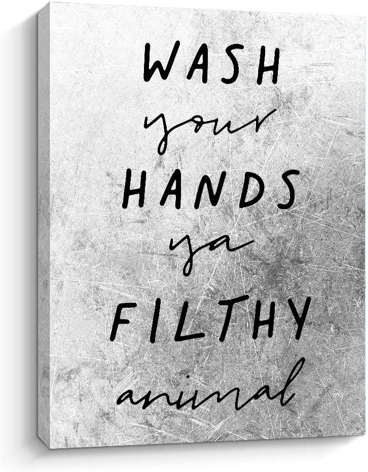 Bathroom Rules Canvas Print Wall Art,Wash Your Hands Ya Filthy Animal