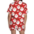 thumbnail image 5 of Pyjama pour Femmes en Satin de Soie à Imprimé Graphique, Mignon, Tenue de Nuit, Boutons, Hauts à Manches Courtes, Ensembles de Shorts, 5 of 5