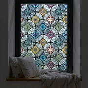 DKTIE Static Cling Decorative Window Film with Installation Tool Non Adhesive Privacy Film Stained Glass Window Film for Bathroom Shower Door Heat Cotrol Anti UV 17.7 x 78.7 Inch