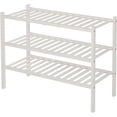 thumbnail image 6 of 3 Tier Bamboo Shoe Rack for Closet Free Standing Wood Shoe Shelf Storage Organizer for Entryway Small Space Stackable 27"x11"x20" (White), 6 of 7