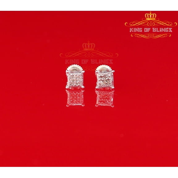 King of Bling's 0.05ct Diamond Collection White 925 Sterling Silver Women & Men Square Earrings