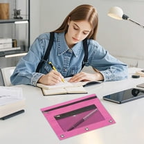 NuoCaiYun Pencil Pouch 3 Ring, Clear Window Pencil Case with Zipper, Large Capacity Pencil Bag with 3 Reinforced Grommets Binder Cosmetic Bag for Home Office