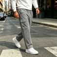 thumbnail image 4 of Lumtrix Mens Baggy Cargo Sweatpants With Pockets 2026 Trendy Causal Drawstring Waist Joggers Workout Active Sweat Pants Gray 2XL, 4 of 8