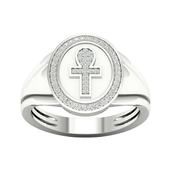 Egyptian Ankh Cross Diamond Ring Bold Ring 1.6 Ct Diamond 14K White Gold Over