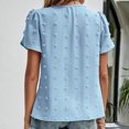 thumbnail image 5 of SXCXLSA Women's Tulip Sleeve Jacquard Top, Crewneck Casual Short Sleeve TShirt, 5 of 5