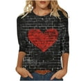 thumbnail image 2 of JTZGDY Plus Size Valentines Day Tops for Women Funny Love Heart Pattern Print 3/4 Length Sleeve Crewneck Graphic Holiday T-Shirts Trendy Oversized Dressy Casual Tunic Blouse Multicolor#09 XXXL, 2 of 6