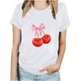 thumbnail image 4 of Ahuyic Womens Plus Size Top,Womens Summer Blouse,Womens Fashion Cherry-Print Short-Sleeve Top - Round-Neck Casual Blouse for Womens Summer Looks White XXL, 4 of 4