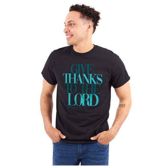 Christian Faith Give Thanks to Lord Men's Graphic T Shirt Tees Brisco Brands S