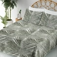 thumbnail image 3 of Ambesonne Palm Leaf Fitted & Flat Sheet with Shams 4 Pcs Set, Vintage Hawaii Pattern, Queen, Taupe Sage Green, 3 of 5