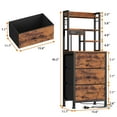 thumbnail image 2 of Satifur Tall Nightstand with Charging Station and LED Lights, Bedside Table with Drawers and Bookshelf, Rustic Brown, 2 of 7