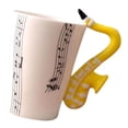 thumbnail image 3 of Ceramic Cup Coffee Mug Instrument Mug Creative Gift Musical Instrument Handle Cup Yellow Saxophone Stave, 3 of 9
