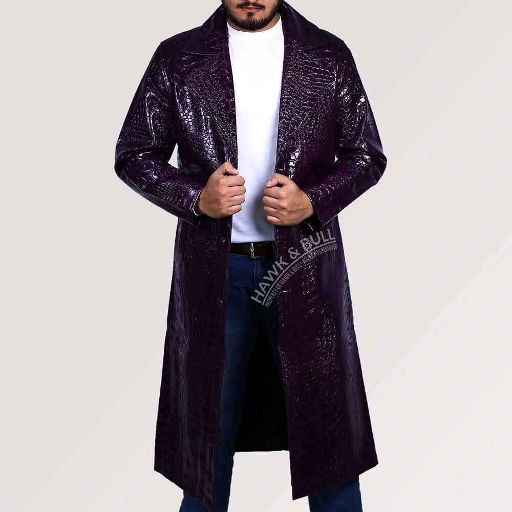Long Manteau pour Hommes Trench-Coat Violet pour Hommes Long