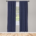 thumbnail image 3 of Ambesonne Navy Blue Curtains, Marine Circles Motif, Pair of 28"x84", Navy Blue White, 3 of 5