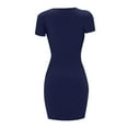 thumbnail image 5 of Summer Dresses for Women Under $10 Fashion Casual Color V-Neck Sexy Slim Short Sleeve Dress, 5 of 6