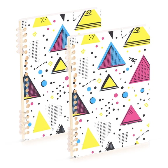 FORMRS 1-Subject Spiral Notebook 8" x 5" College Ruled 60 Refillable Sheet A5 Hard Cover, 2 Pack, Pink Simple Shapes