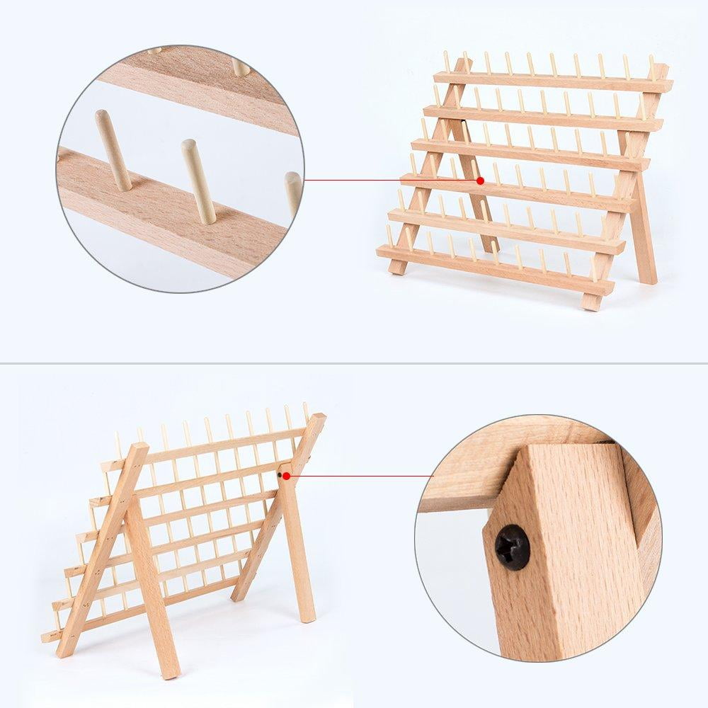 Wooden Thread Holder Sewing Organizer for Sewing HAITRAL 60-Spool Thread Rack Embroidery Quilting