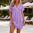 thumbnail image 5 of XuJwPNcy Womens Summer Dresses V Neck Short Sleeve Tshirt Dress Flowy Knee Length Beach Dresses Travel Vacation Outfits, 5 of 7