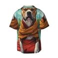 thumbnail image 4 of Balery Meditating French Bulldog Men's Casual Button Down Shirt Short Sleeve Textured Summer Cuban Beach Shirts-, 4 of 7