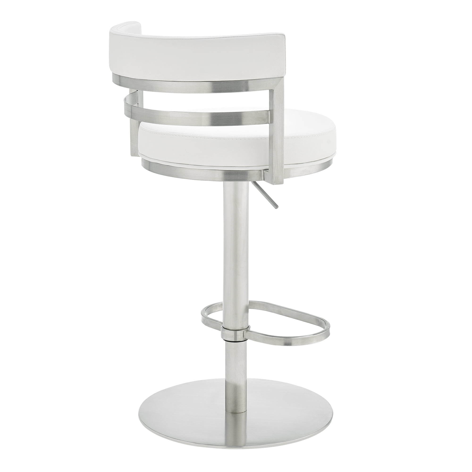 Judi Modern Industrial Swivel Metal Adjustable Height Barstool With Faux Leather Seat