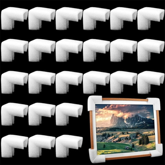 Tutuviw 24 Pieces Foam Edge Corner Protectors for Shipping Moving Foam Corner Protectors  TV Frame Photo Mirror,Packing Foam Corner Protectors Guard Packing Supplies(White)