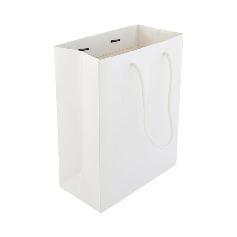 Paper Take-Out Bags - Rope Handles - Rectangle - White - 6..5 x 7.5 -  Small - 10 Count Box